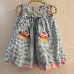 Blue and Pink Gingham Cupcake Dress